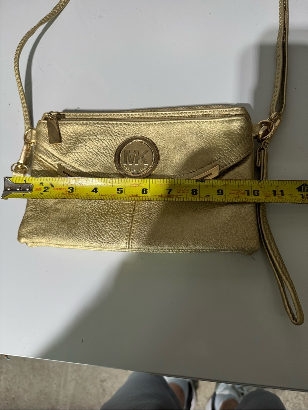 Michael Kors Metallic Gold Leather Crossbody Wristlet - Picture 15 of 16